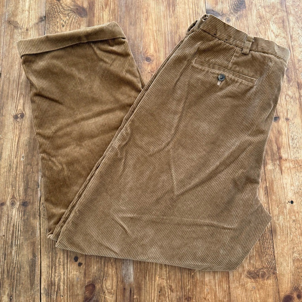 Brooks Brothers 346 Carmel Corduroy Pleated Cuff Y2K Dress Pants MNs 40W 30L EUC